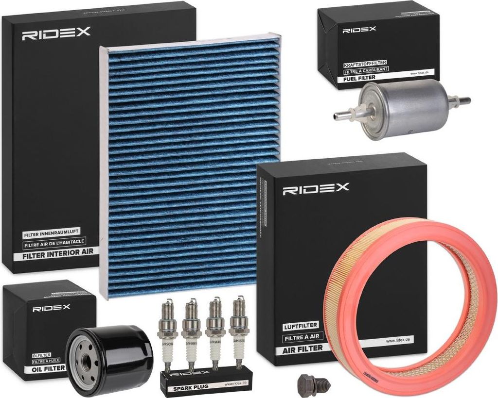 RIDEX Inspektionspaket Filterset für VW Lupo (6X1, 6E1) Polo Schrägheck (6N1) Polo Classic (6V2) Polo Variant (6V5) für SEAT AROSA (6H)