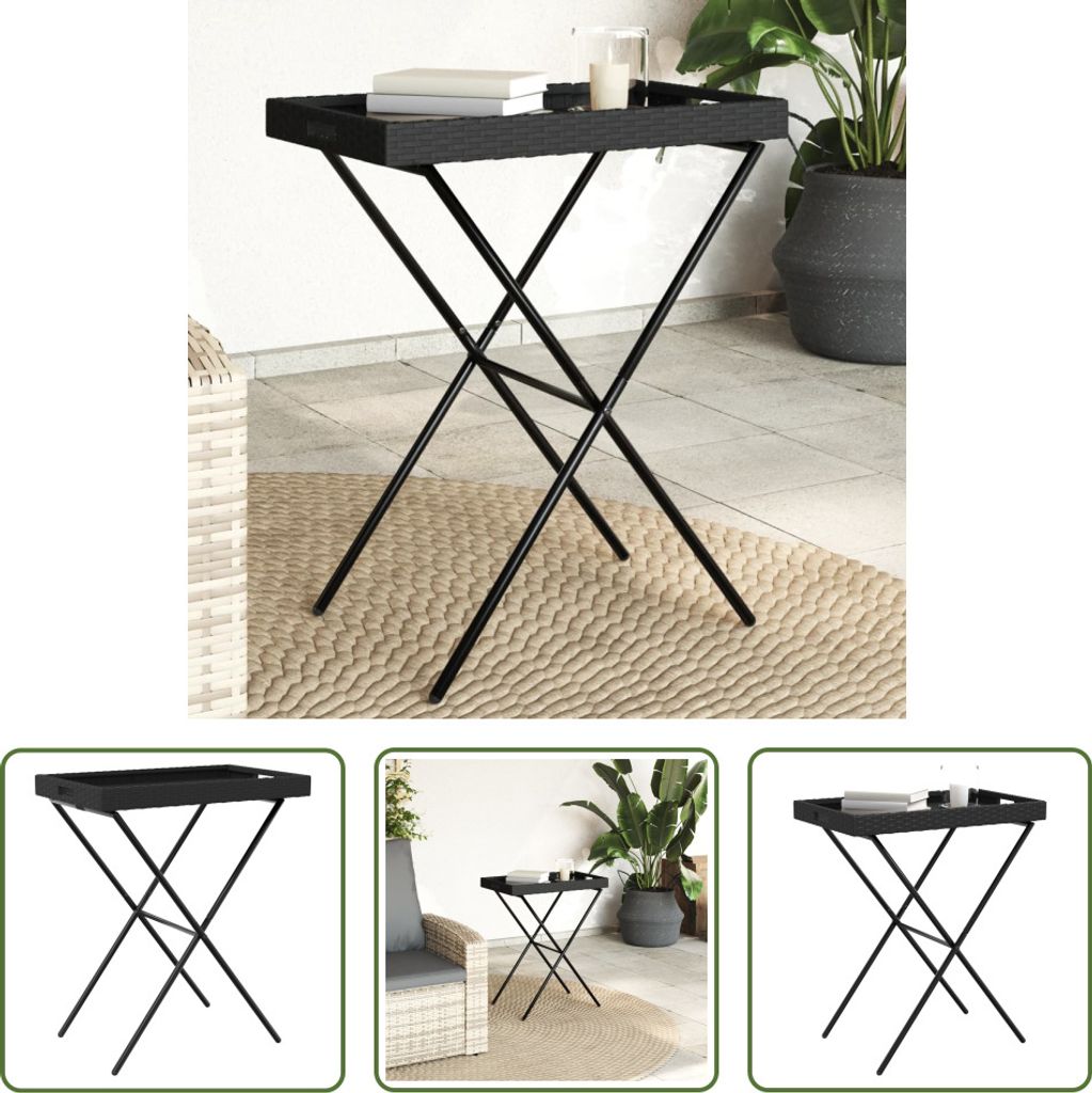 The Living Store Tabletttisch Klappbar Schwarz 65x40x75 cm Produktbild 