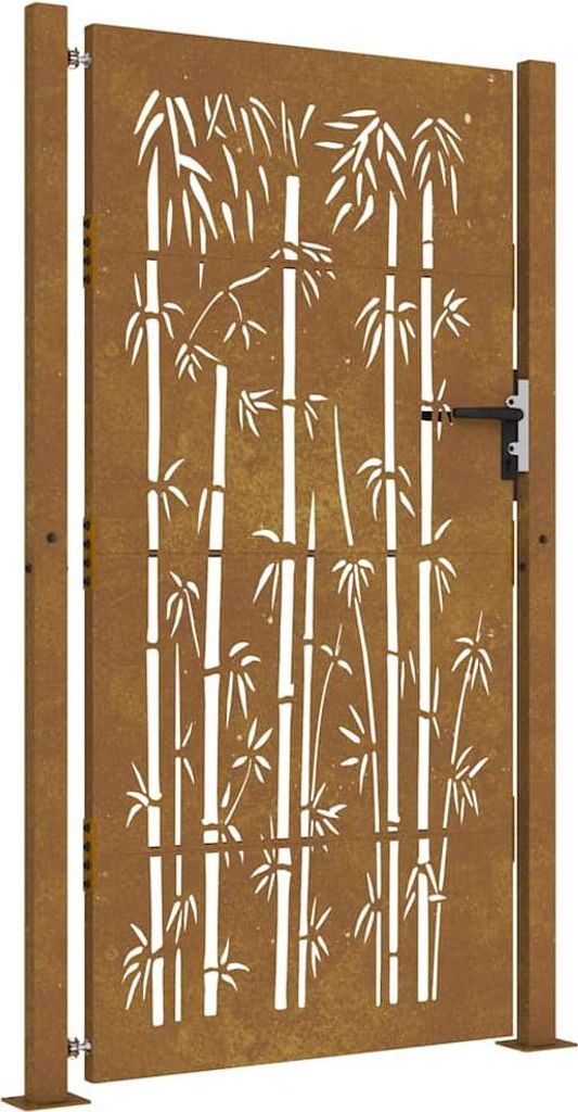 vidaXL Gartentor 100x200 cm Cortenstahl Bambus-Design