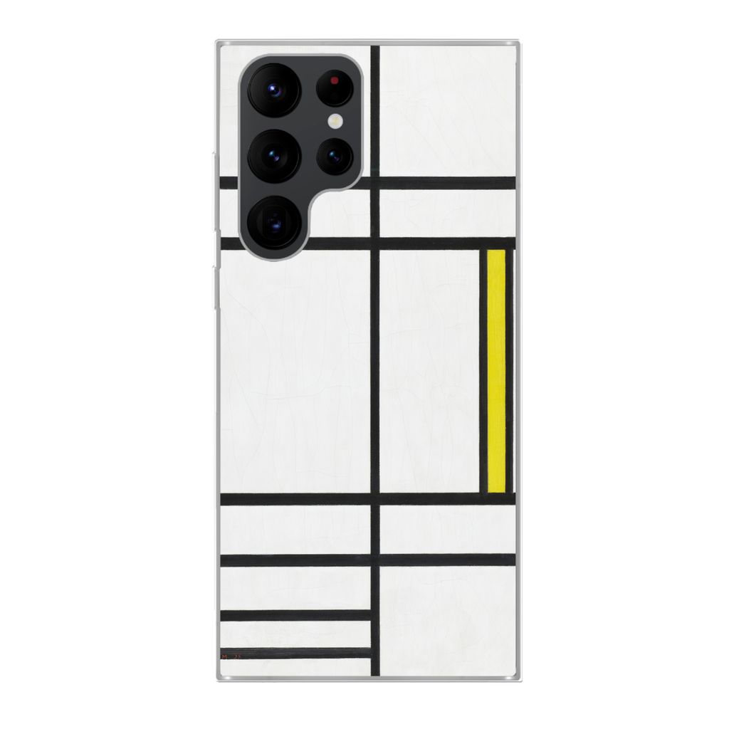 MuchoWow Handyhülle Schutzhülle Hülle für Samsung Galaxy S22 Ultra Komposition in Weiß, Rot und Gelb - Piet Mondrian Silikon Softcase Handy ...