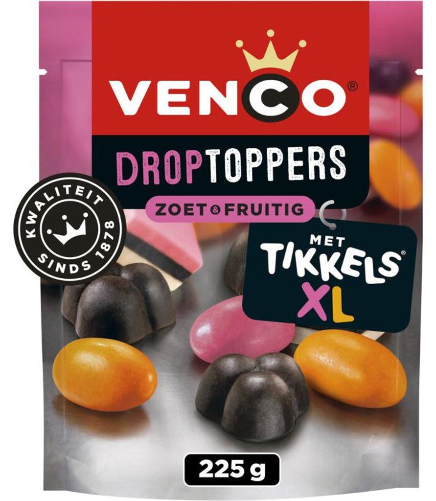 Venco Droptoppers Zoet & Fruitig 225g – směs ovoce a Obrázek produktu 