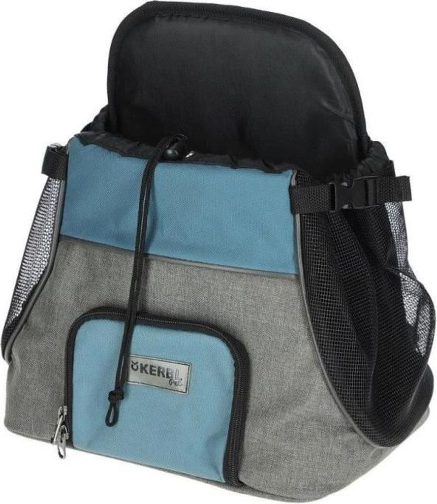 Tiertransporttasche, KERBL Vacation, 31x24x38 cm, Oxford Gewebe, Grau/Blau, Weiche Plüsch Einlage