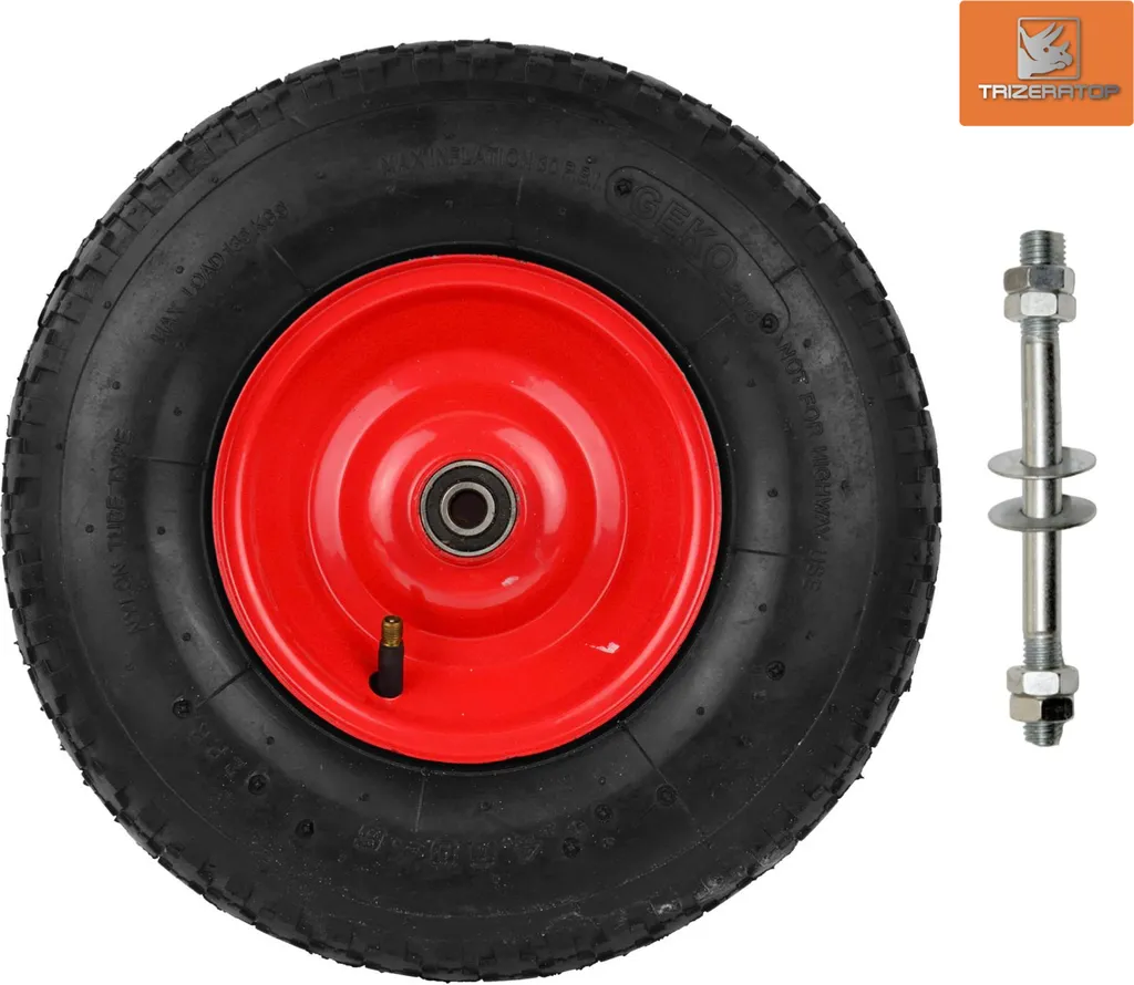 Roue de brouette gonflable 4.00-6 avec axe pour transport de charges