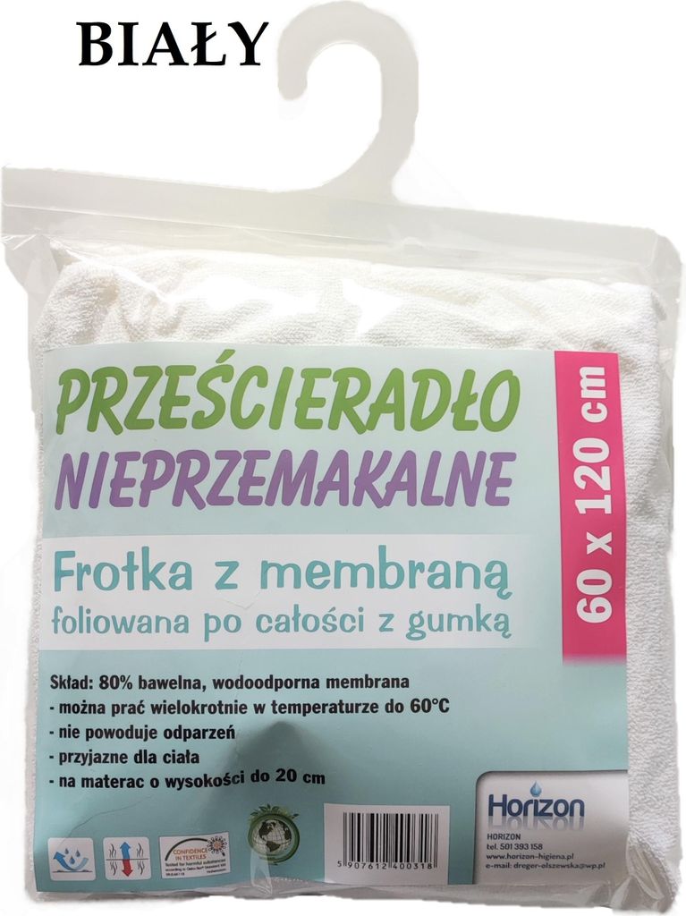 Wasserdichtes Frottee-Schutzlaken für Babybett mit Spannband Premium 60x120 cm Weiß