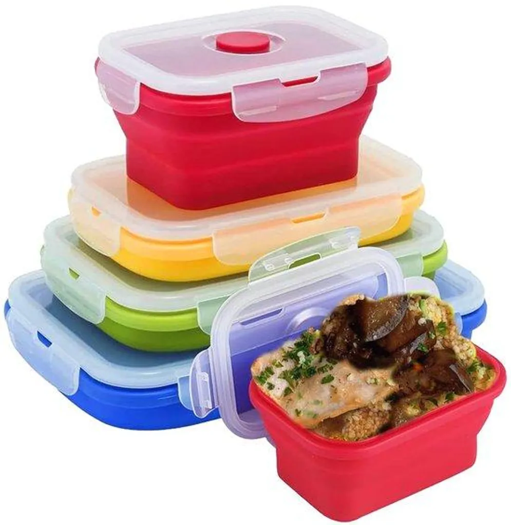 Boîtes de conservation en silicone alimentaire lot de 4 formats empilables