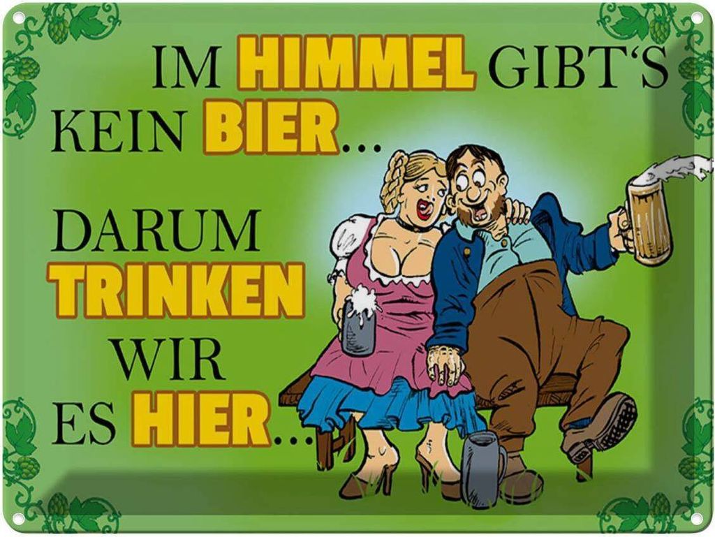 vianmo Blechschild 30x40 cm Im Himmel gibt's kein Bier Spruch Zitat