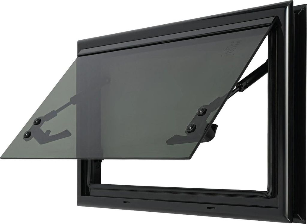 Wohnmobil/Wohnwagen Fenster - Ausstellfenster - Mit Fliegengitter - Für Camper/RV - 53,8 x 33,8 cm - Schwarz