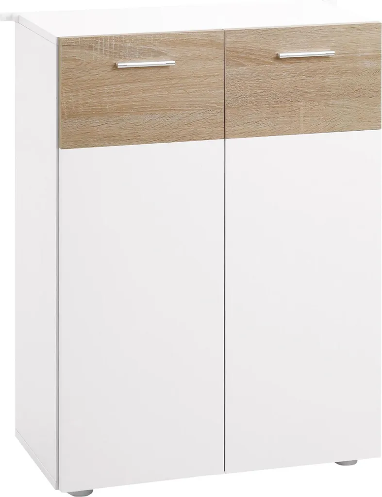Armoire 2 portes, tablettes réglables, meuble salle de bain autoportant