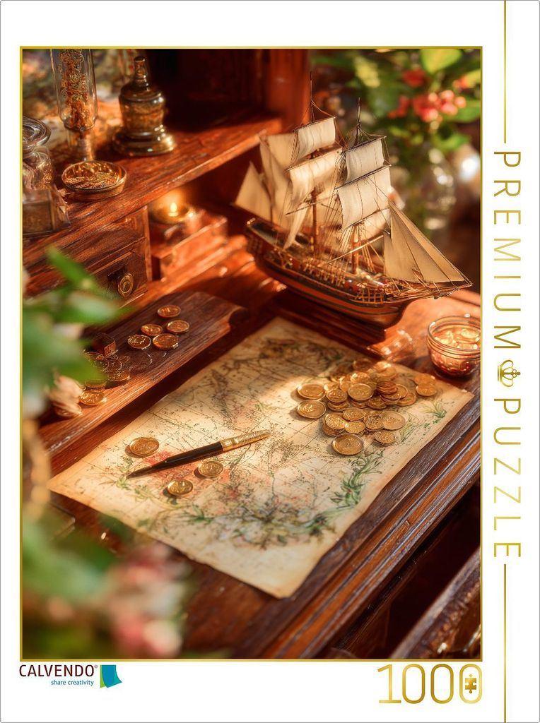 CALVENDO Puzzle Zwischen Blüten und Karten schlägt das Herz des Reisenden | 1000 Teile Lege-Größe 64x48cm Foto-Puzzle für glückliche Stunden