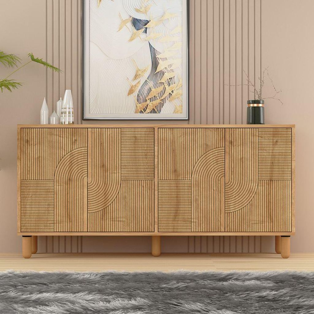 Skye Decor, Desso - Sapphire Oak, Konsole, Saphir-Eiche, 100% MELAMINBESCHICHTETE SPANNPLATTE, 150 x 36 x 73 cm