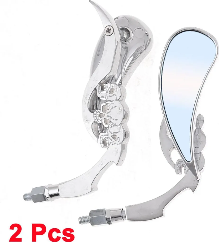 Rétroviseurs Moto Design Crâne Bleu - Double Miroir Anti-Angle Mort 2 Pcs