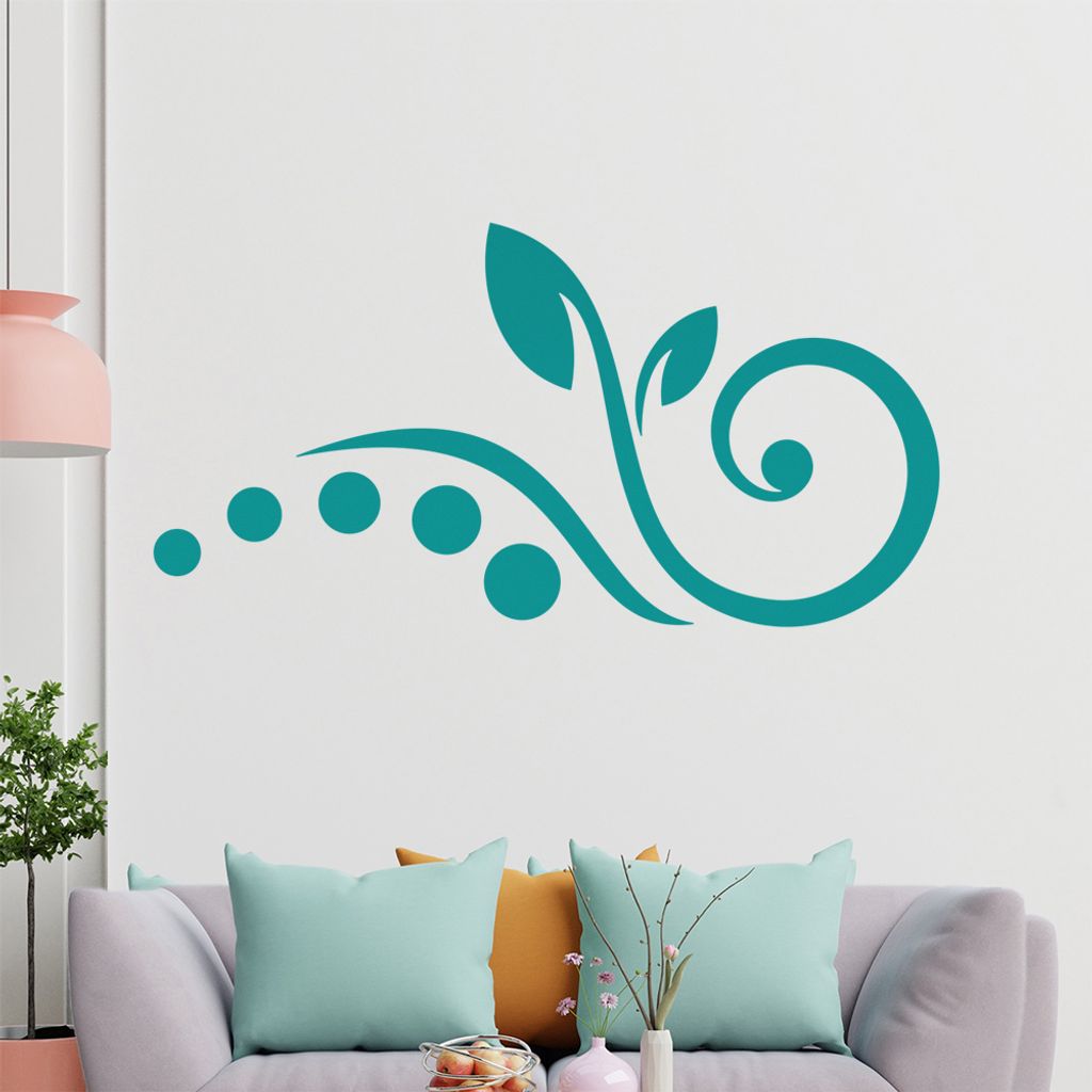 Blume - Linien Punkte Wandtattoo in 6 Größen - Wandaufkleber Wall Sticker - Dekoration, Küche, Wohnzimmer, Schlafzimmer, Badezimmer