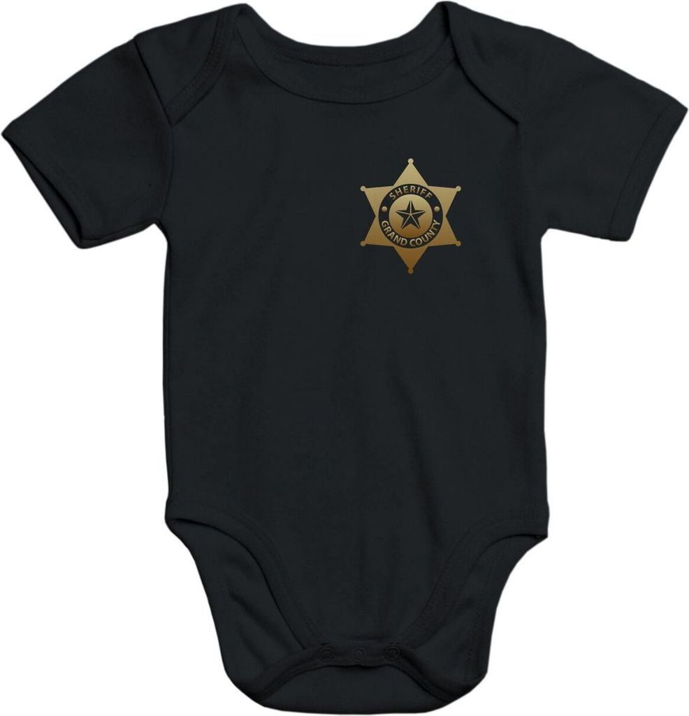 Baby Body Mini Sheriff Cowboy Fasching Karneval lustig Moonworks schwarz 0-3 Monate