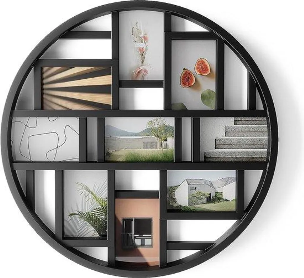 Cadre pour collage de photos multi vues en bois noir pour 12 clichés
