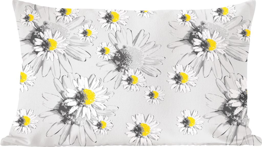 MuchoWow Zierkissen Sofakissen Wohnzimmer Dekokissen 50x30 cm Gänseblümchen - Kamille - Blumen - Muster - Wohnzimmerdekoration - Polster mit Photo