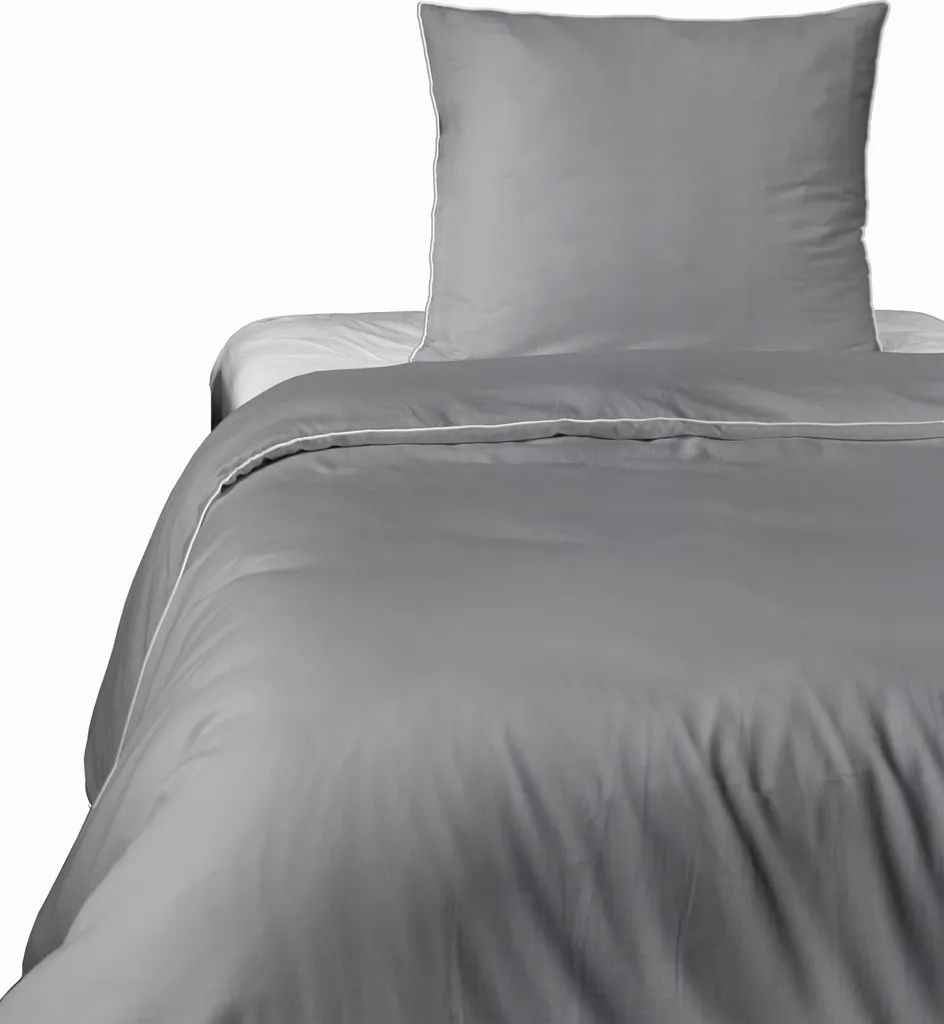 Housse de couette 140x200 en satin de coton gris clair Detexpol Satin 62