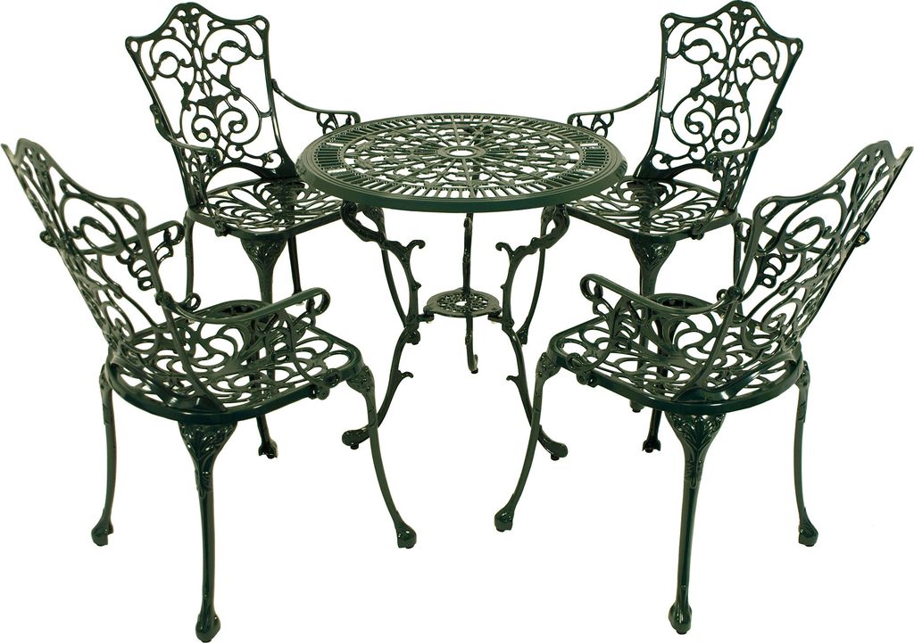 TPFGarden BISTROSET Boulder - Jugendstil - Gartenmöbel Set 5-teilig, Sitzgruppe Aluguss antik dunkelgrün