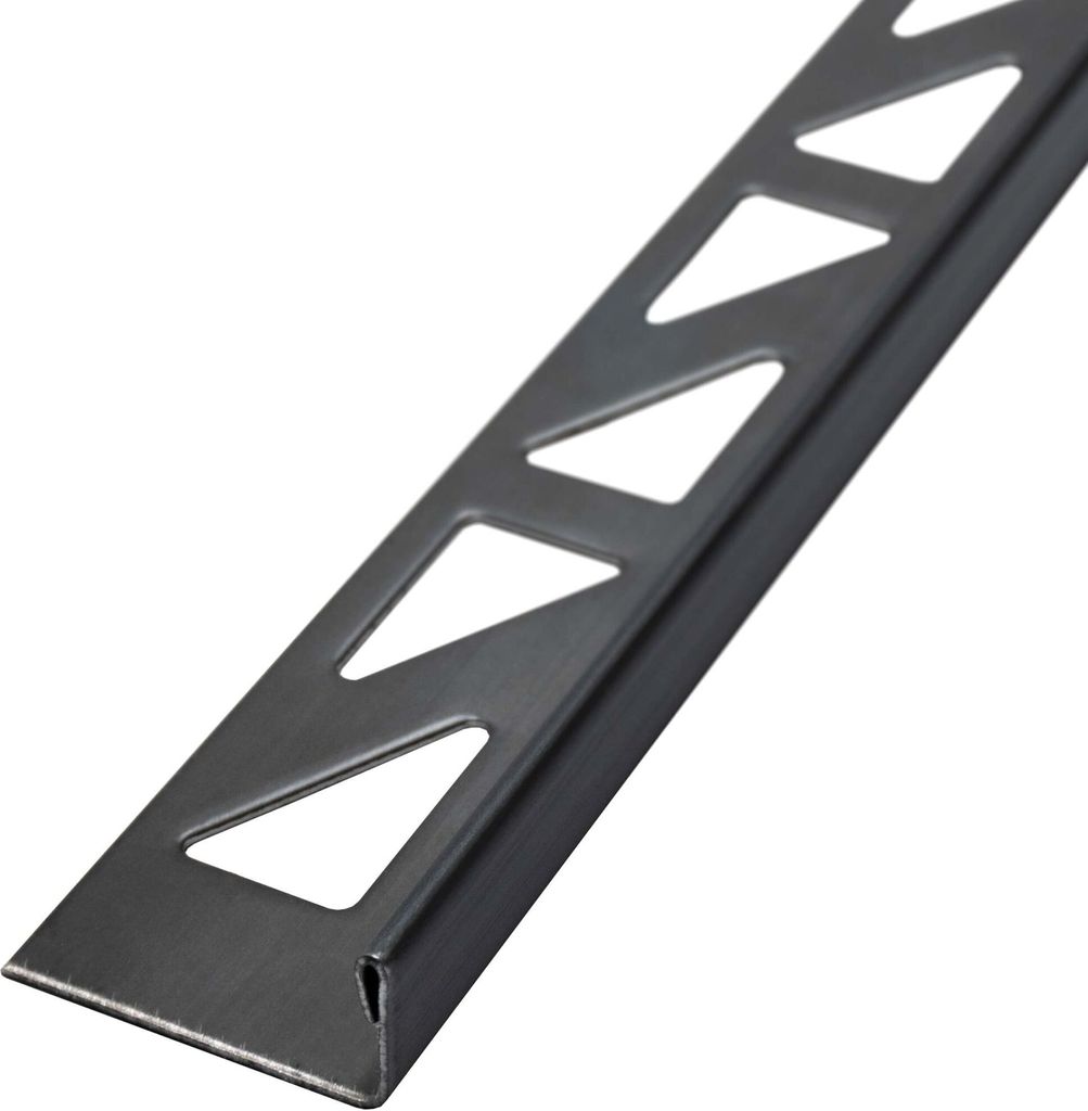 Dalsys Fliesenschiene 2,5m x 12,5mm Fliesenprofil Edelstahl L-Profil Schwarz gebürstet Fliesenprofil