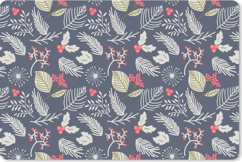 MuchoWow Schreibtischunterlage Pflanzen - Beere - Winter - Muster 60x40 cm - XXL Mauspad - Großes Mauspad