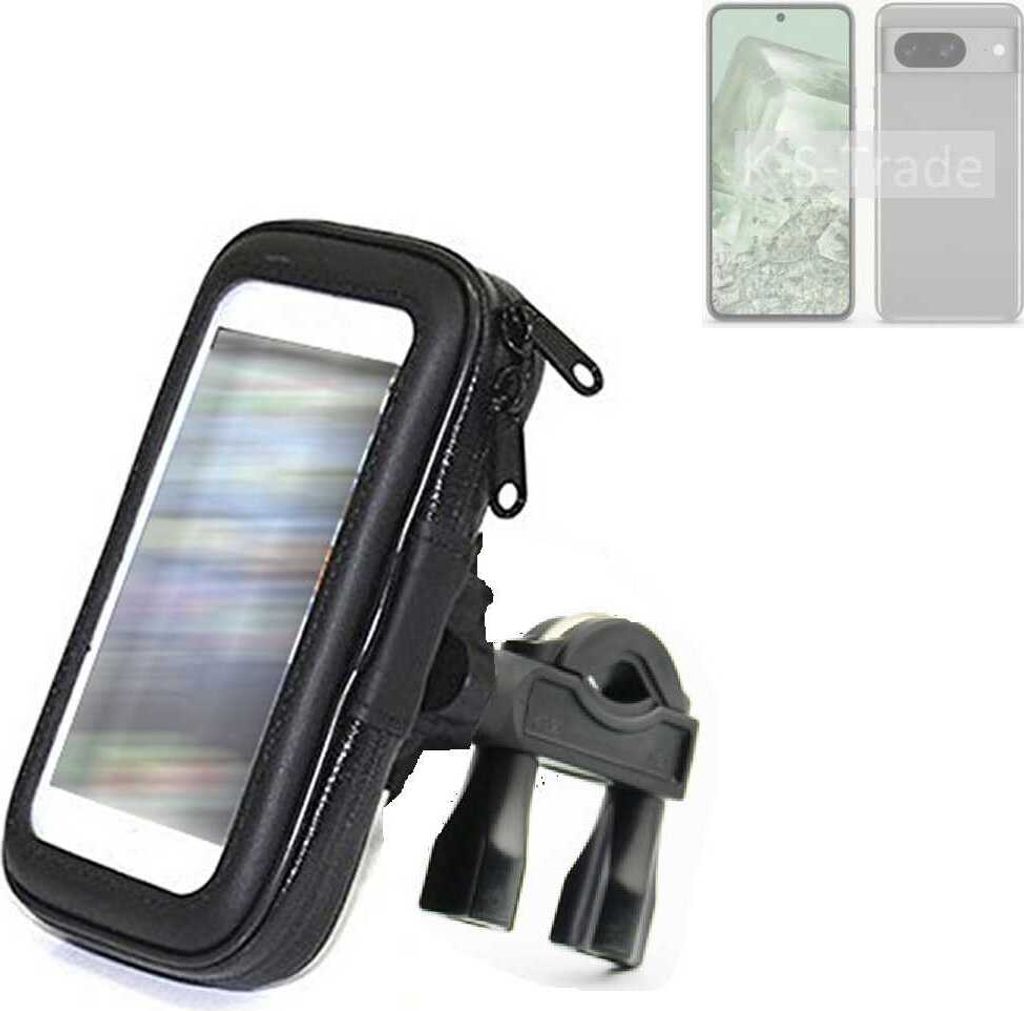K-S-Trade Fahrrad-Halterung kompatibel mit Google Pixel 8a Handy-Halterung Halter Lenkstange Fahrradhalterung Motorrad Bike Mount Wasserabweisend