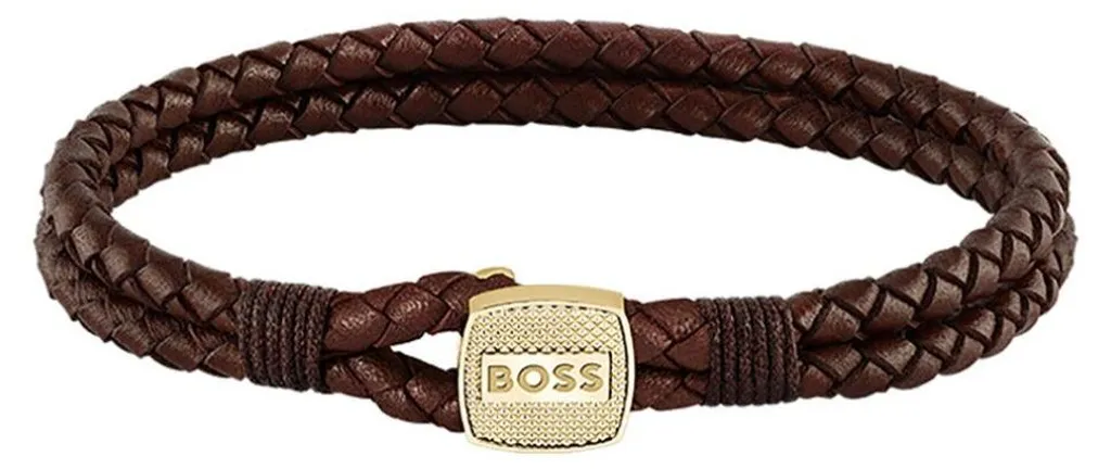 Bracelet en cuir marron tressé Seal 1580667 - Bijou masculin tendance