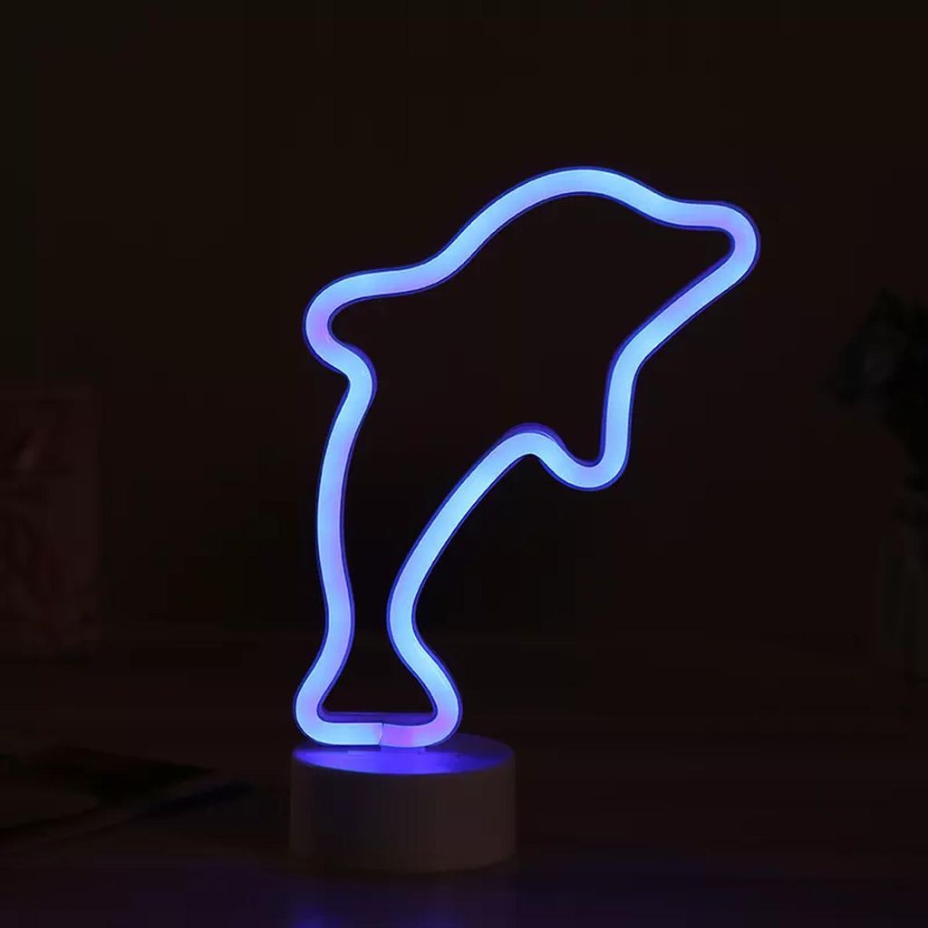 NEON LED Licht, dekorative Stand-Leuchte, Delfin blau, ca. 26,5 x 17 x 8,5 cm