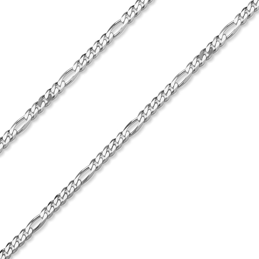 5,5mm Armband diamantierte Figaro-Kette aus 585 Gold Weißgold Armschmuck, 19cm