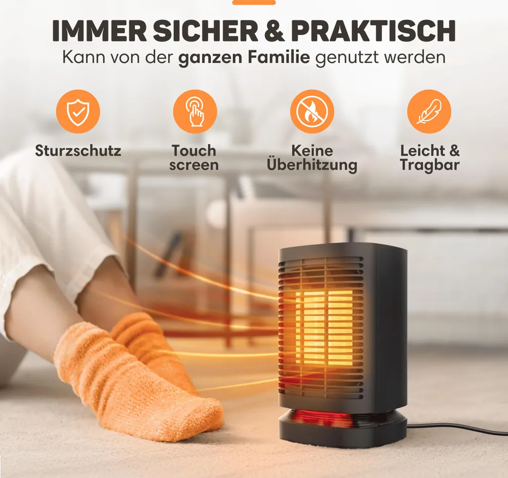 Chauffage d'appoint électrique en céramique 950W avec oscillation 70° - 6