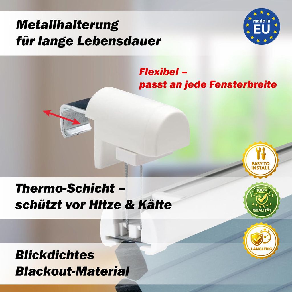 Thermo Wabenplissee Hitzeschutz, ohne Bohren, Stahlblau, 40x140