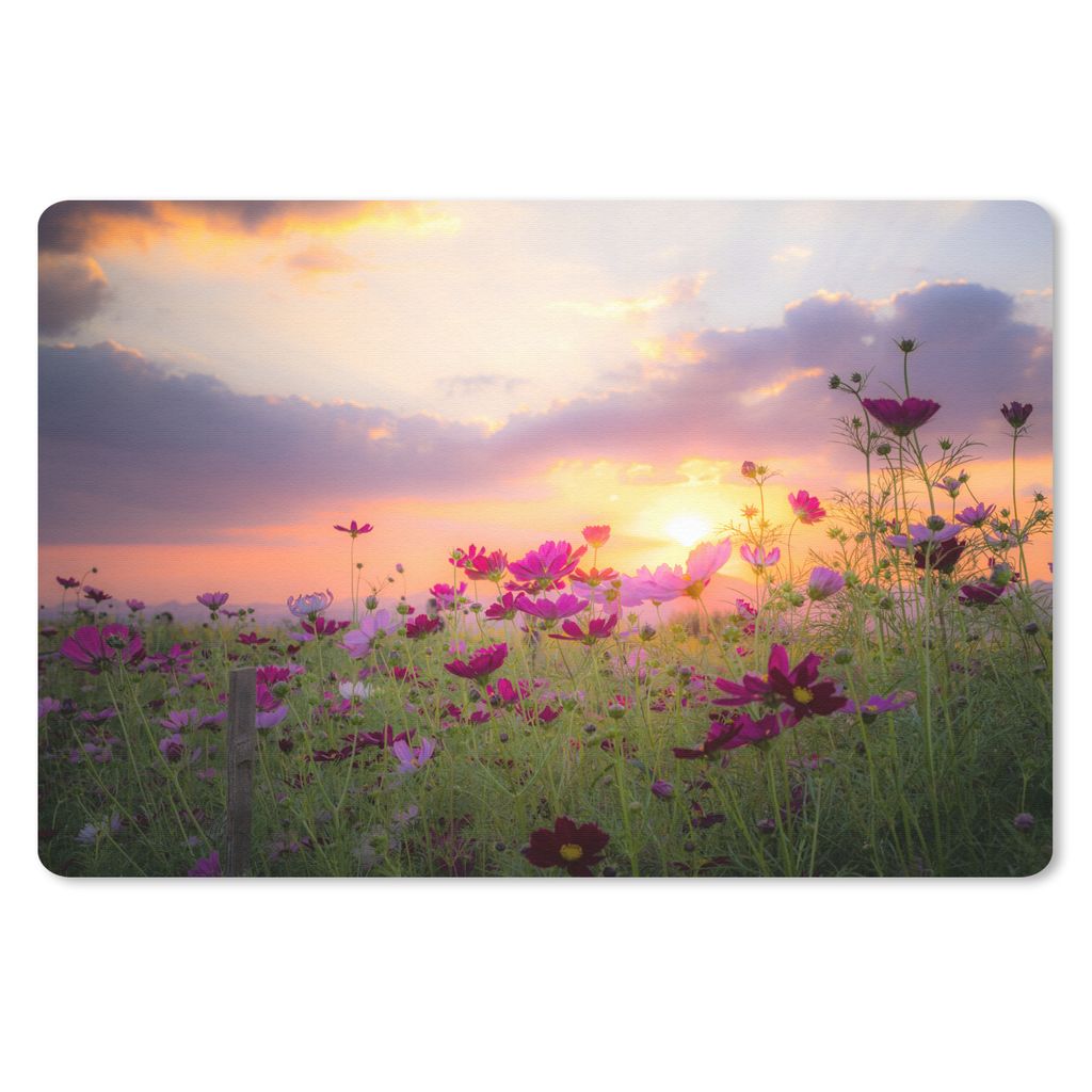 MuchoWow Mauspad Mousepad Sonnenuntergang - Blumen - Rosa - Natur - Grün 27x18 cm - Mousepads - Maus Mat - Pad - Mausunterlage - Büroartikel - ...