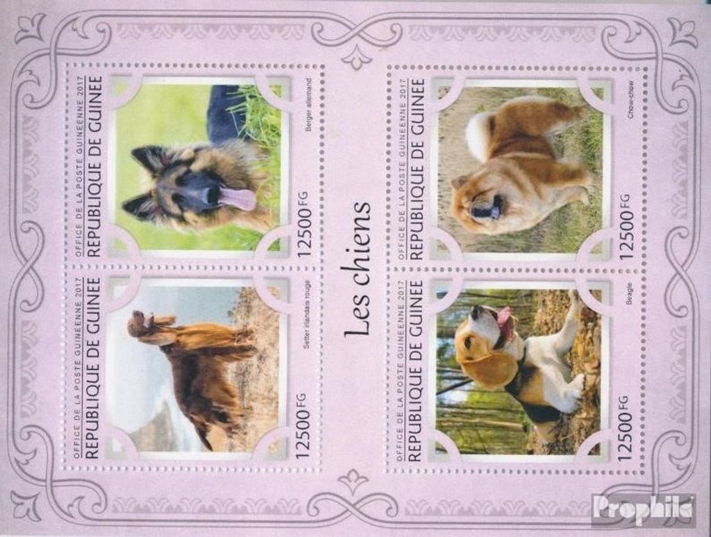 Briefmarken Guinea 2017 Mi 12246-12249 Kleinbogen (kompl. Ausgabe) postfrisch Hunde