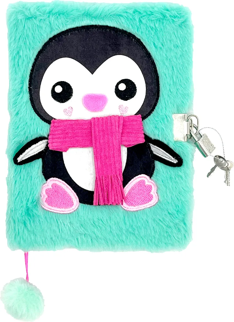 Diario Segreto Pinguino con Lucchetto per Ragazze - Taccuino Peluche Regalo