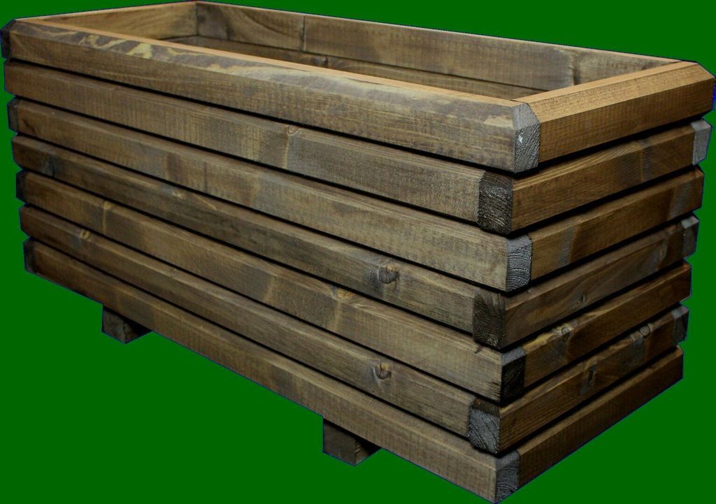 Massiver Pflanzkasten 60x40mm lasiert Außenmaße 110 x 60 x 28 cm Blumenkasten Hochbeet Pflanztrog Nr. PK - REAL-308