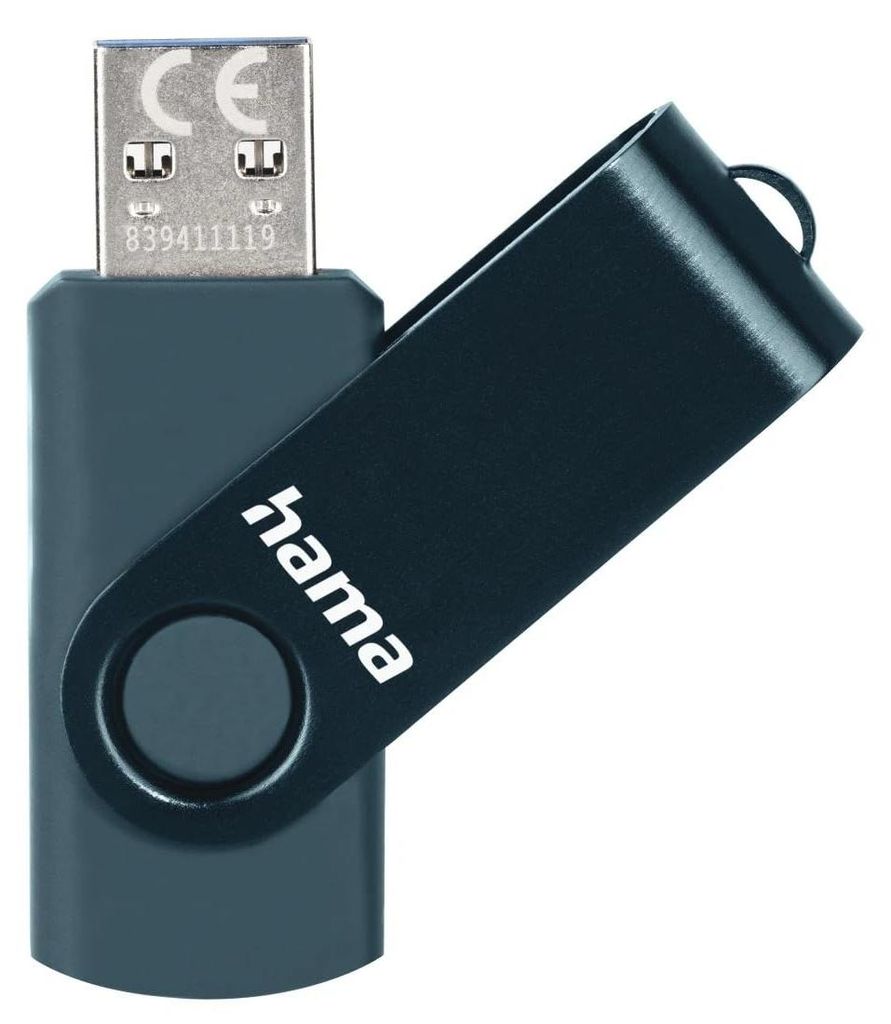 Hama Rotate, 256 GB, USB Typ-A, 90 MB/s, Drehring, Blau Produktbild 