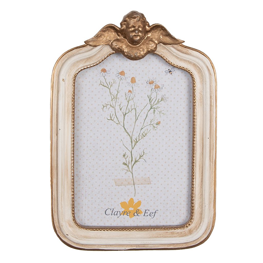 Clayre & Eef Bilderrahmen 10x15 cm Beige Goldfarbig Polyresin