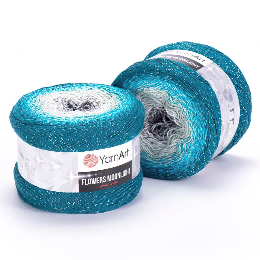 Yarnart Flowers Moonlight Ombre Wolle, Silberfaden, 1000m, Produktbild 