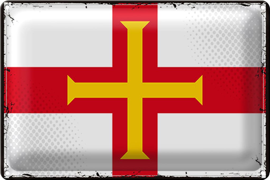Blechschild Flagge Guernsey 30x20cm Retro Flag of Guernsey