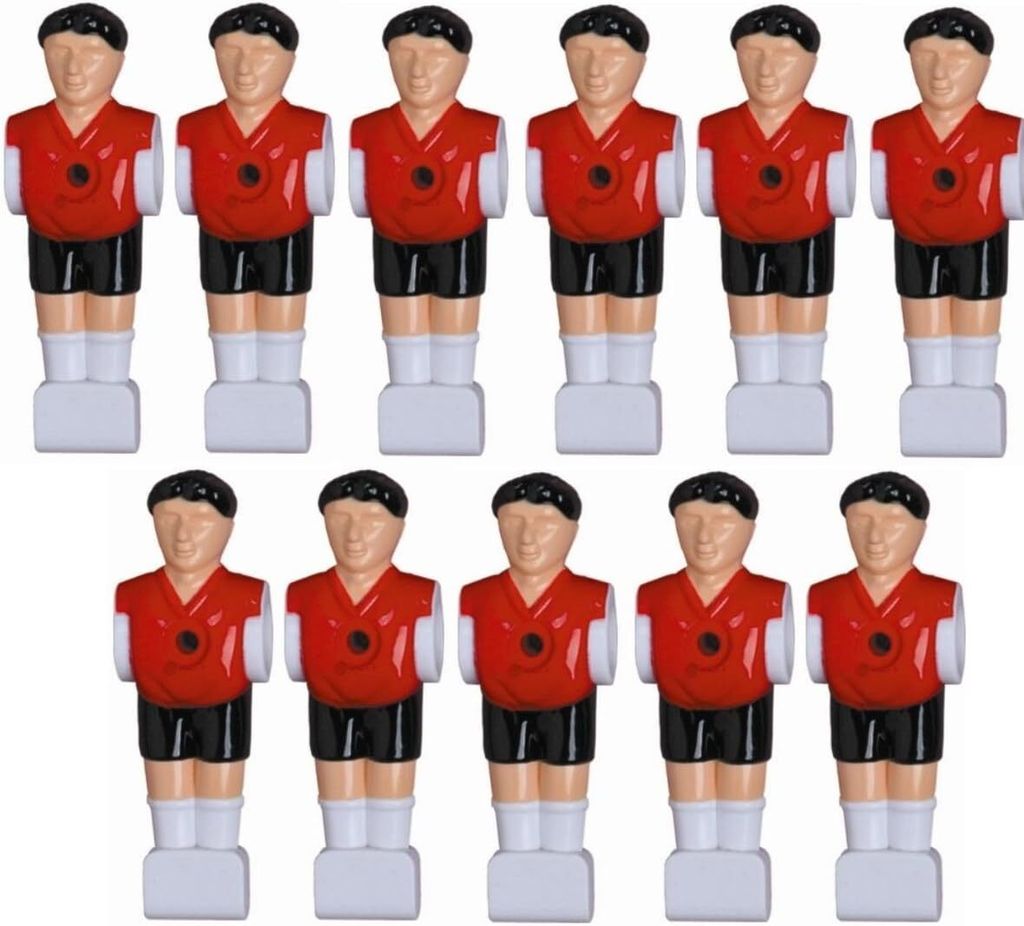 11 Kickerfiguren 16 mm rot-schwarz Komplett Set mit Produktbild 