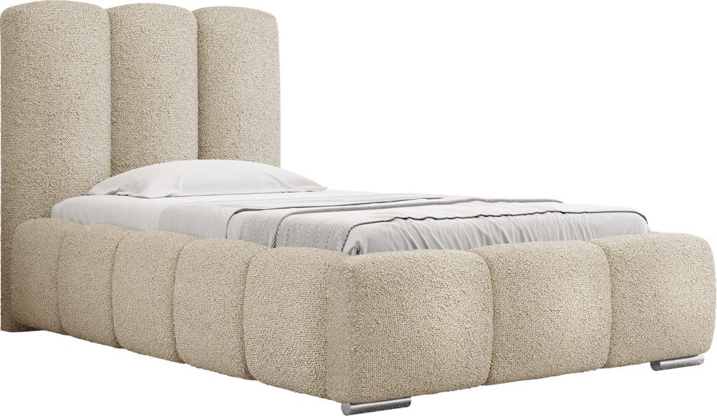 MIRJAN24 Polsterbett Wizko Boucle, Einzelbett mit Bettkasten, Leistenlattenrost aus Holz (Farbe: Abriamo 3, Größe: 90x200 cm)