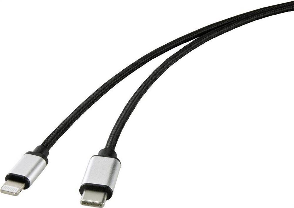 Renkforce USB-Kabel USB-C Stecker, Apple Lightning Stecker 2.00 m Schwarz RF-4353448