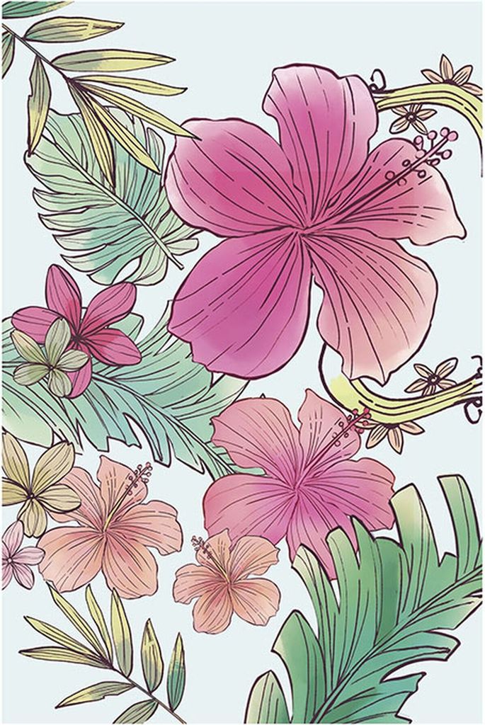 Komar Poster Blumen Rosa und Grün - 610091 - 50 x 70 cm