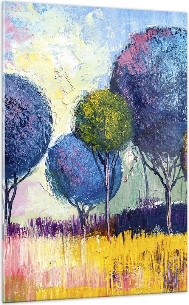 Bilder auf glas - Einteilig - Bäume Wiese Sommer - 70x100cm - Glasbilder - Wandbilder - Bilder - zum Aufhängen bereit - Wanddekoration aus Glas -...