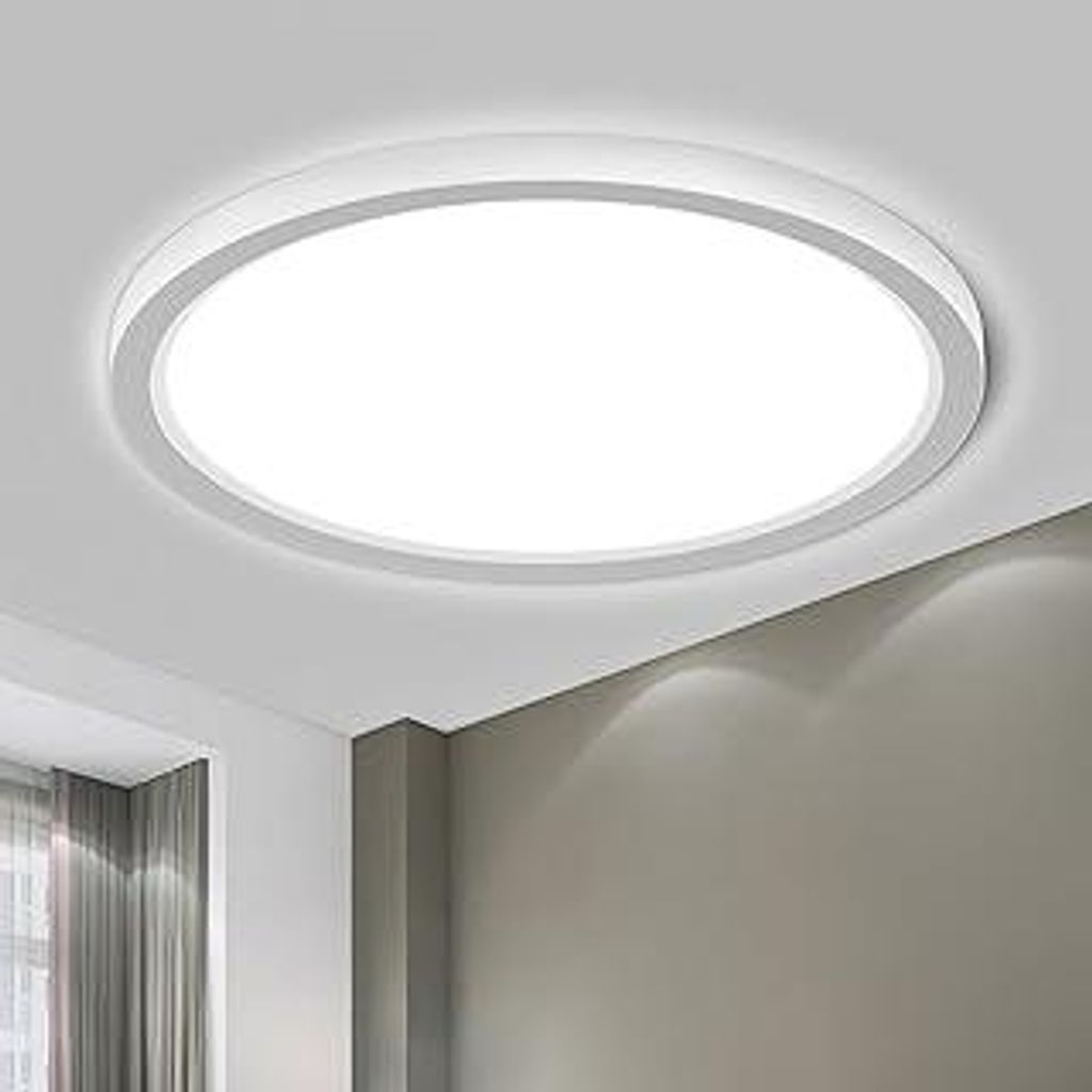 LQWELLDeckenleuchte LED Deckenlampe, IP44 Wasserfest Badlampe Rund Flach 18W 6000K 1600LM Modern Schlicht Lampe Dünn für Wohnzimmer Badezimmer Sc...
