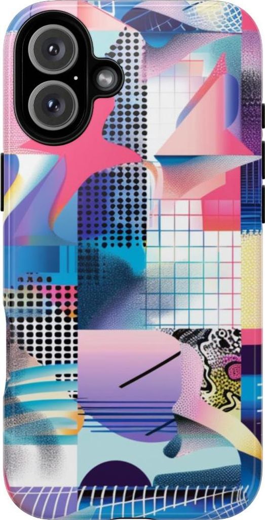 Buntes abstraktes Geometriemuster – Hülle Kompatibel mit iPhone 16 Plus