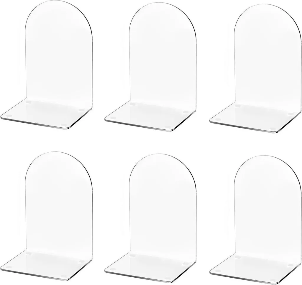 Serre-livres Robustes en Acrylique avec Patins Antidérapants - Lot de 6 Unités