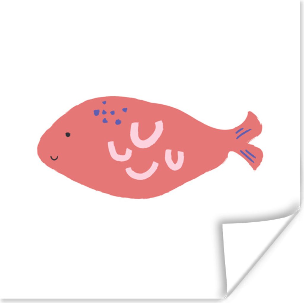 MuchoWow Poster Pastell - Fisch - Rosa 30x30 cm - Wandposter - Printing