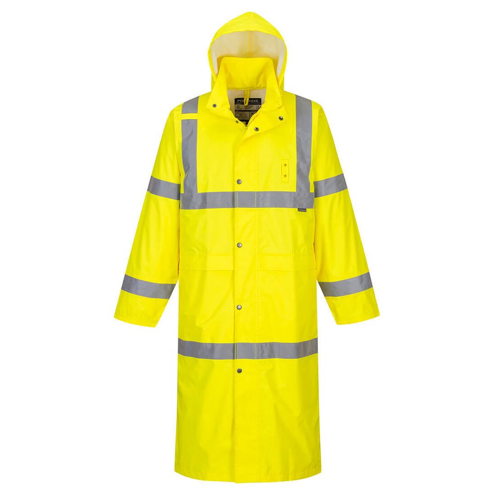 Portwest H445 Warnschutzregenmantel Lang 122 cm Yellow Gr. 5XL