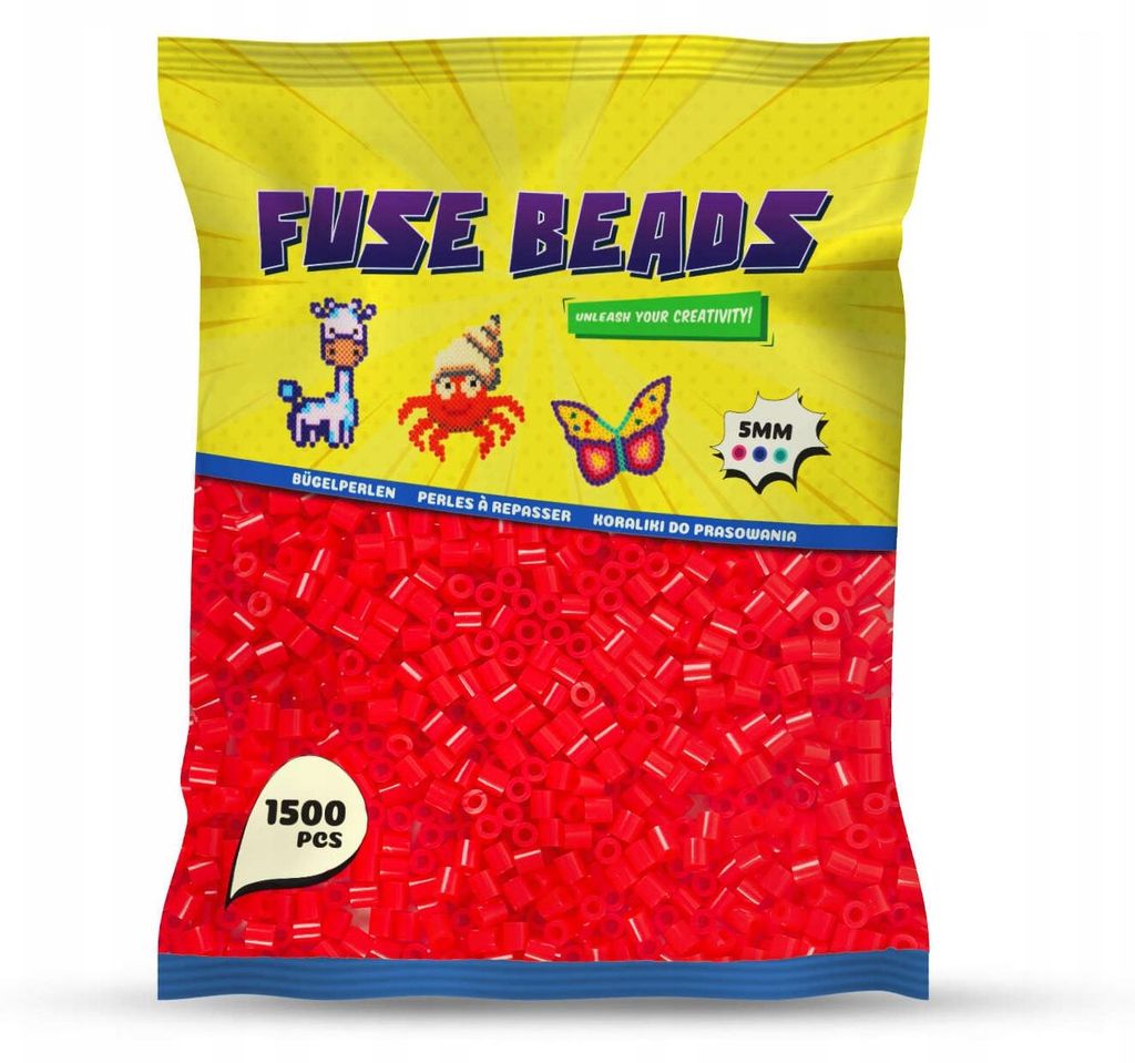 Zažehlovací korálky červené 1500 ks Midi 5 mm Benny Beads – Obrázek produktu 