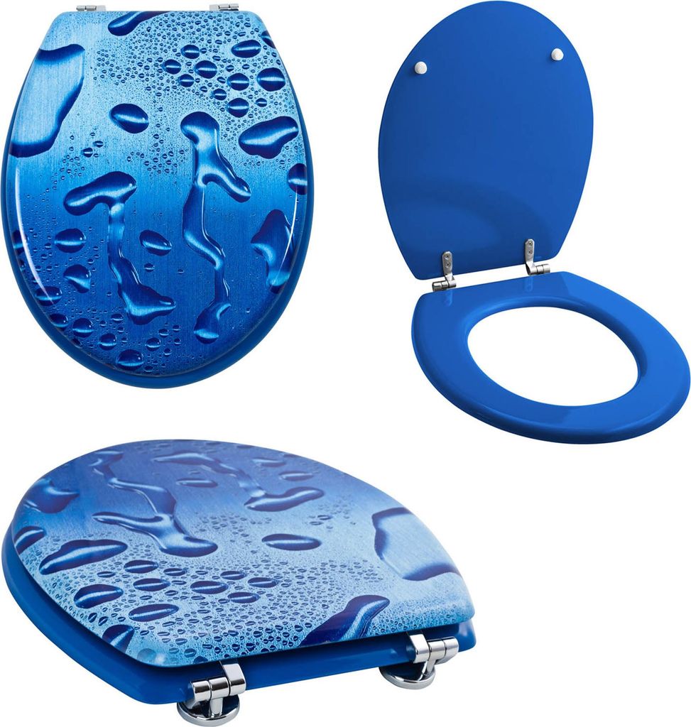 Grafner® WC Sitz mit Absenkautomatik Motiv Blue Droplets Produktbild 