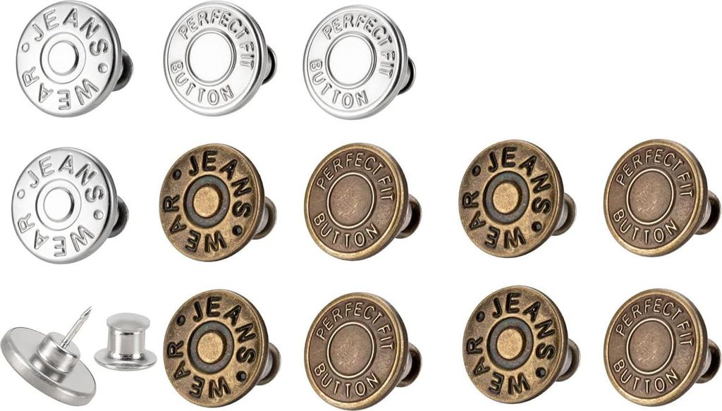 12er Set Taillenknöpfe (17mm) zum Hosen Enger Machen, Druckknöpfe ohne Nähen. DIY Jeansknöpfe Clip-Hosen Enger Machen.
